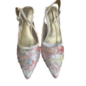 J Renee Women’s 7.5 Floral orientalJacquard Slingback Pointed Toe Heels New
